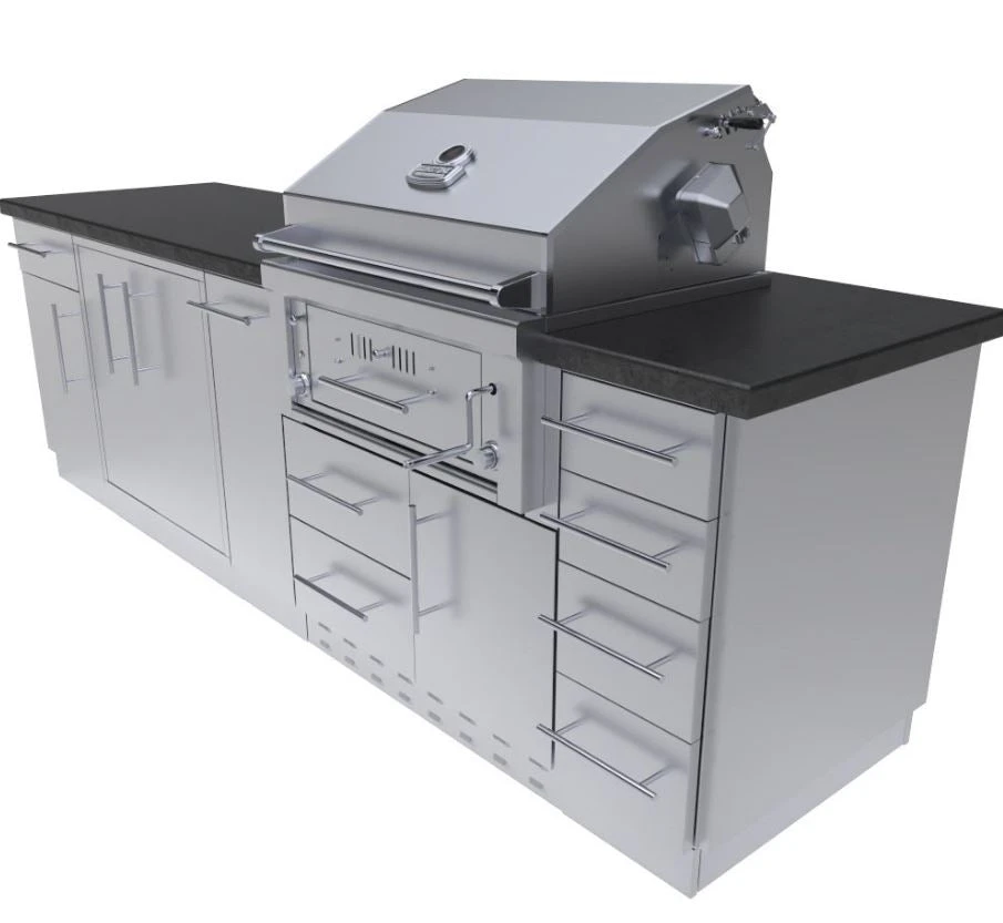 Sunstone Metal Products ALAMO 9’ Hybrid Gas Charcoal Wood Burning Grill Island Package With Dry Storage Cabinet & Ample Storage SCPALAMO 4 Sunstone Metal Products ALAMO 9’ Hybrid Gas Charcoal Wood Burning Grill Island Package With Dry Storage Cabinet & Ample Storage SCPALAMO - Image 2