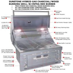 Sunstone Metal Products Hybrid Grills - 30" Drop In Charcoal Grill -Home And Outdoor 6 d92008eb cfab 4d8e 8a0b 3c56c749cb38