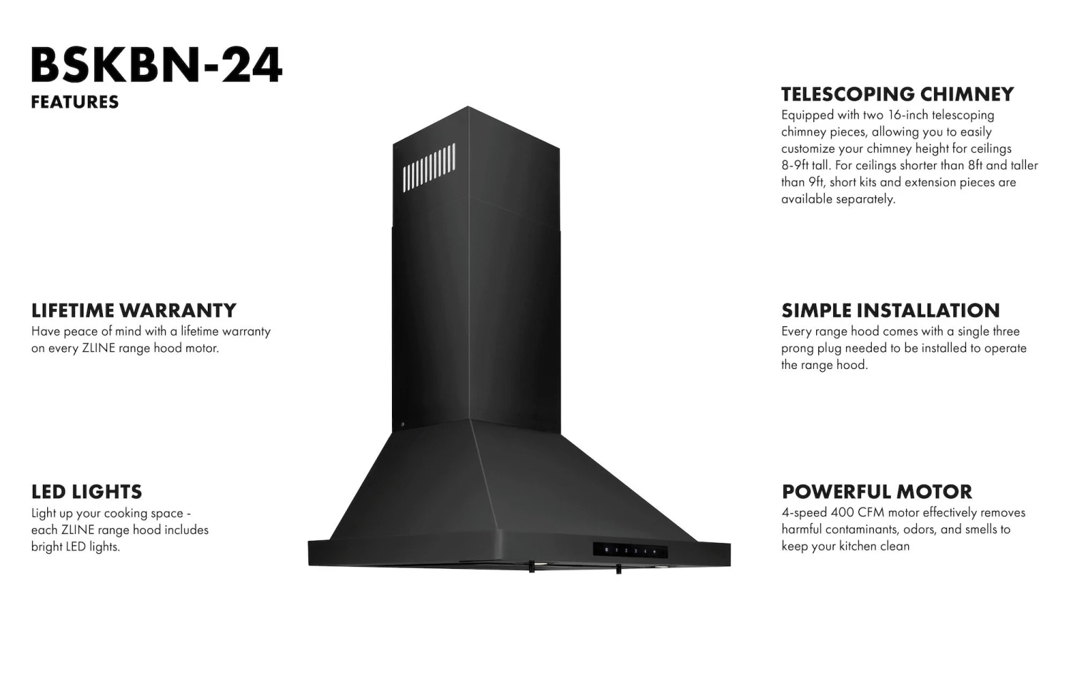 ZLINE Convertible Vent Wall Mount Range Hood In Black Stainless Steel (BSKBN) 15 ZLINE Convertible Vent Wall Mount Range Hood In Black Stainless Steel (BSKBN) - Image 13