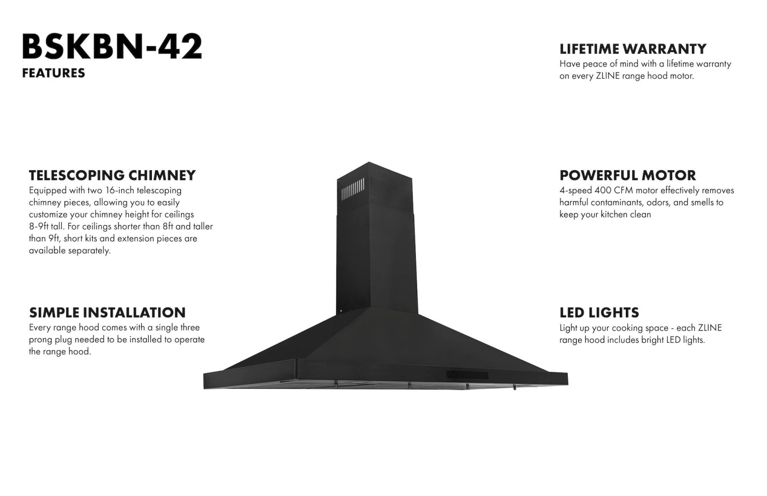 ZLINE Convertible Vent Wall Mount Range Hood In Black Stainless Steel (BSKBN) 18 ZLINE Convertible Vent Wall Mount Range Hood In Black Stainless Steel (BSKBN) - Image 16