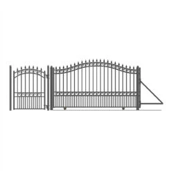 Aleko Steel Sliding Driveway Gate - 12 Ft With Pedestrian Gate - 5 Ft - LONDON Style DG12LONSSLPED-AP