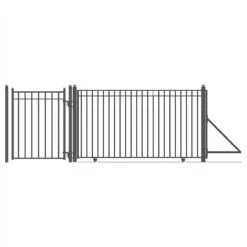 Aleko Steel Sliding Driveway Gate - 12 Ft With Pedestrian Gate - 5 Ft - MADRID Style DG12MADSSLPED-AP