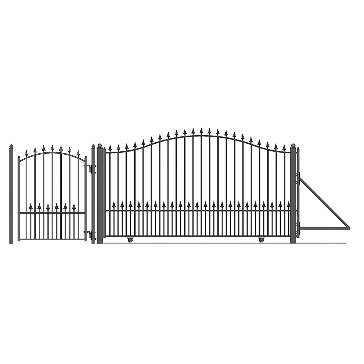 Aleko Steel Sliding Driveway Gate - 12 Ft With Pedestrian Gate - 5 Ft - MUNICH Style DG12MUNSSLPED-AP 3 Aleko Steel Sliding Driveway Gate - 12 Ft With Pedestrian Gate - 5 Ft - MUNICH Style DG12MUNSSLPED-AP