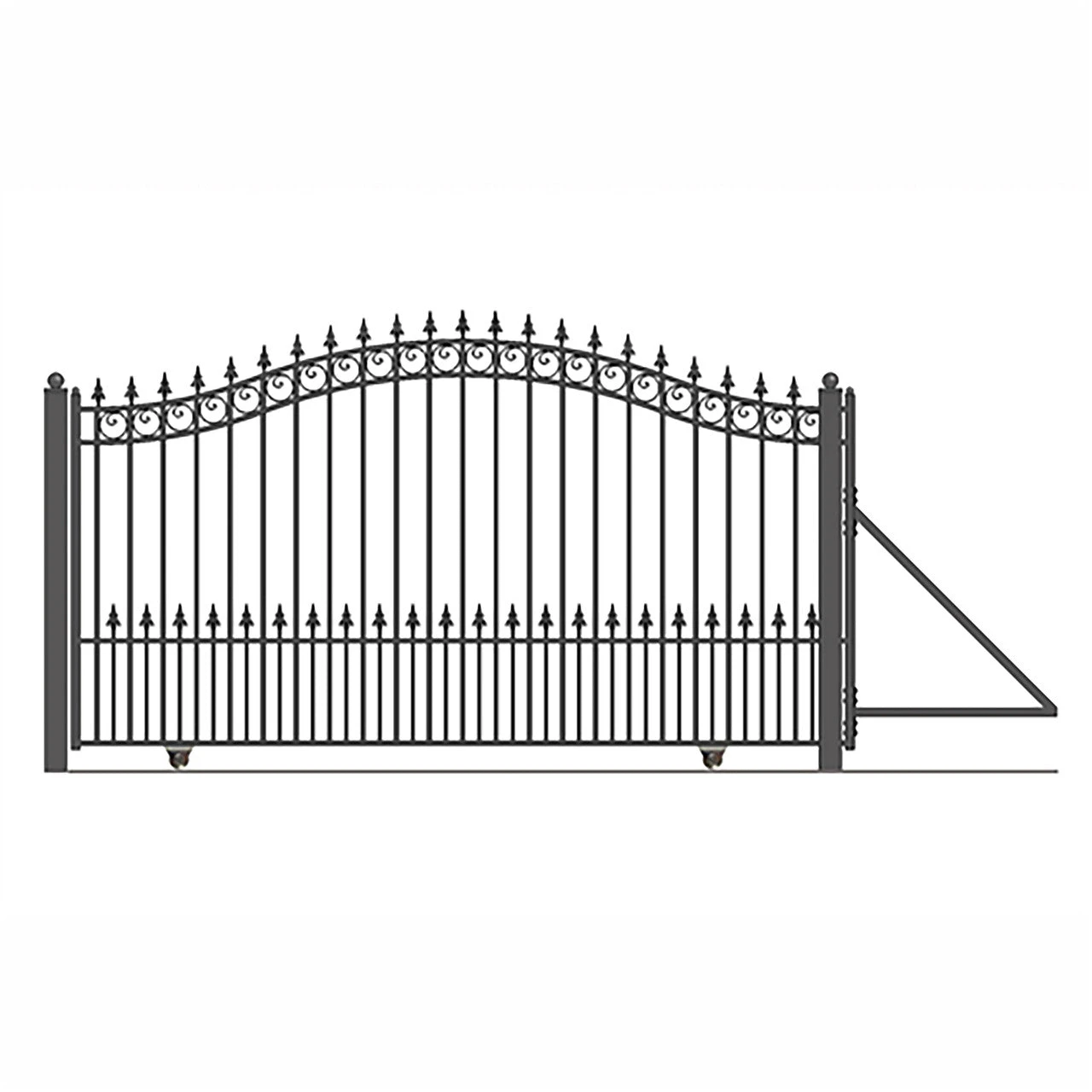Aleko Steel Sliding Driveway Gate - 12 Ft With Pedestrian Gate - 5 Ft - PRAGUE Style DG12PRASSLPED-AP 4 Aleko Steel Sliding Driveway Gate - 12 Ft With Pedestrian Gate - 5 Ft - PRAGUE Style DG12PRASSLPED-AP - Image 2