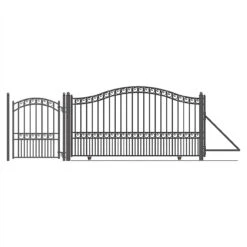 Aleko Steel Sliding Driveway Gate - 14 Ft With Pedestrian Gate - 5 Ft - PARIS Style DG14PARSSLPED-AP