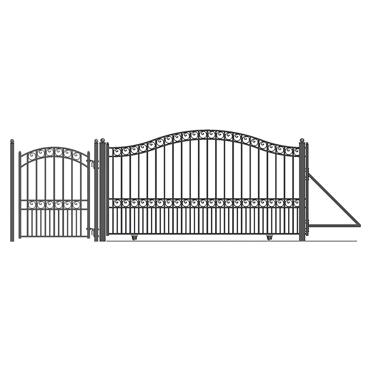 Aleko Steel Sliding Driveway Gate - 14 Ft With Pedestrian Gate - 5 Ft - PARIS Style DG14PARSSLPED-AP 3 Aleko Steel Sliding Driveway Gate - 14 Ft With Pedestrian Gate - 5 Ft - PARIS Style DG14PARSSLPED-AP
