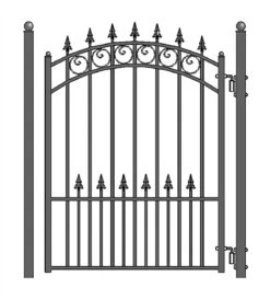 Aleko Steel Sliding Driveway Gate - 14 Ft With Pedestrian Gate - 5 Ft - PRAGUE Style DG14PRASSLPED-AP -Home And Outdoor DG14PRASSLPED AP 4 94686