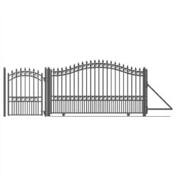 Aleko Steel Sliding Driveway Gate - 16 Ft With Pedestrian Gate - 5 Ft - LONDON Style DG16LONSSLPED-AP