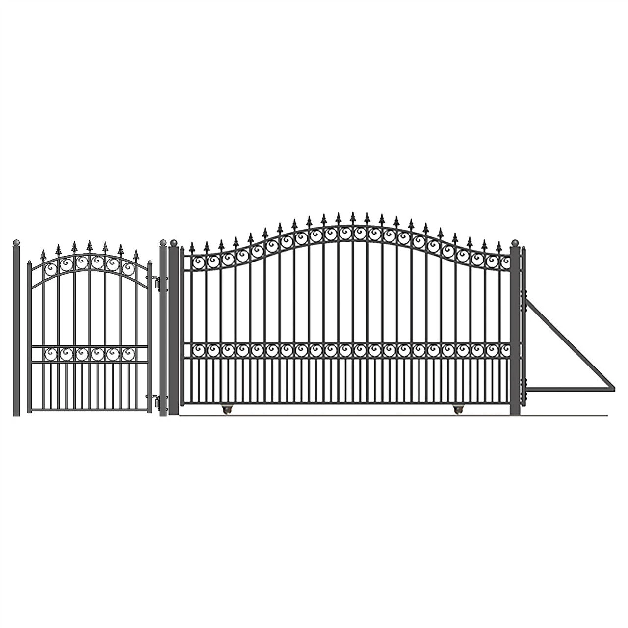 Aleko Steel Sliding Driveway Gate - 16 Ft With Pedestrian Gate - 5 Ft - LONDON Style DG16LONSSLPED-AP 3 Aleko Steel Sliding Driveway Gate - 16 Ft With Pedestrian Gate - 5 Ft - LONDON Style DG16LONSSLPED-AP