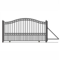 Aleko Steel Sliding Driveway Gate - 18 Ft With Pedestrian Gate - 5 Ft - PARIS Style DG18PARSSLPED-AP -Home And Outdoor DG18PARSSLPED AP 3 89225