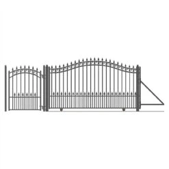 Aleko Steel Sliding Driveway Gate - 18 Ft With Pedestrian Gate - 5 Ft - PRAGUE Style DG18PRASSLPED-AP