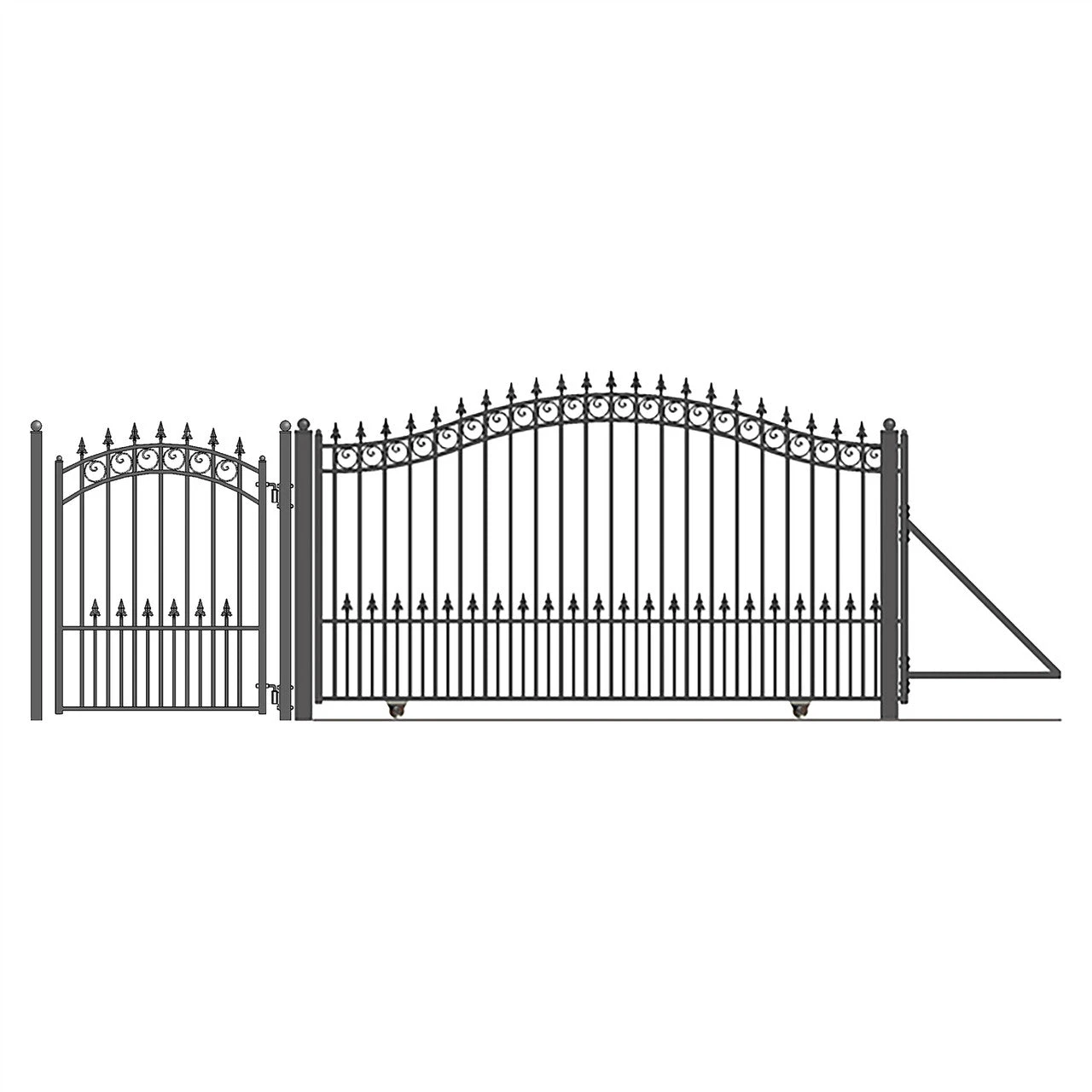 Aleko Steel Sliding Driveway Gate - 18 Ft With Pedestrian Gate - 5 Ft - PRAGUE Style DG18PRASSLPED-AP 3 Aleko Steel Sliding Driveway Gate - 18 Ft With Pedestrian Gate - 5 Ft - PRAGUE Style DG18PRASSLPED-AP