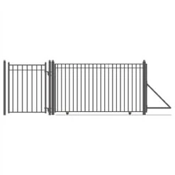 Aleko Steel Sliding Driveway Gate - 25 Ft With Pedestrian Gate - 5 Ft - MADRID Style DG25MADSSLPED-AP