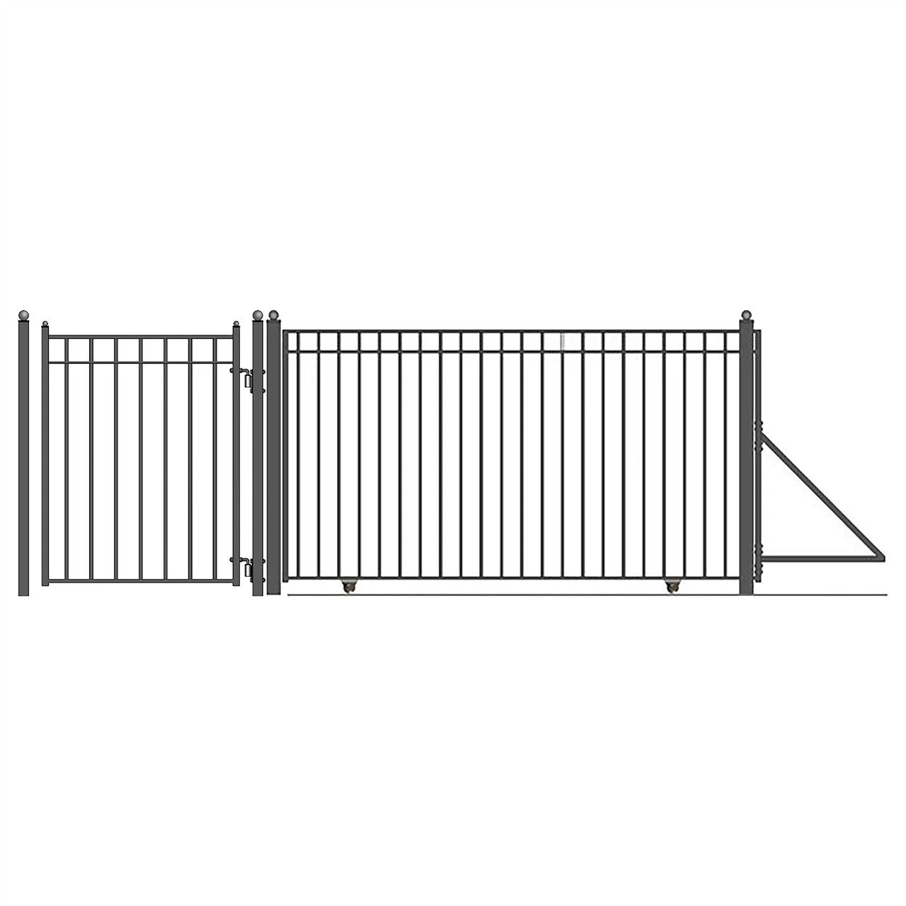 Aleko Steel Sliding Driveway Gate - 25 Ft With Pedestrian Gate - 5 Ft - MADRID Style DG25MADSSLPED-AP 3 Aleko Steel Sliding Driveway Gate - 25 Ft With Pedestrian Gate - 5 Ft - MADRID Style DG25MADSSLPED-AP