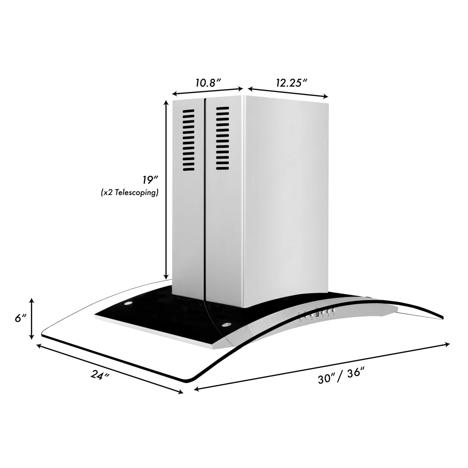 ZLINE Convertible Vent Island Mount Range Hood In Stainless Steel & Glass (GL14i) 12 ZLINE Convertible Vent Island Mount Range Hood In Stainless Steel & Glass (GL14i) - Image 10
