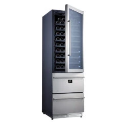 Forno Products Azienda - Triple Temp Zones - Free Standing Dual Zone 24'' Wine Cooler -108 Bottles FWCDR6628-24S 12 Forno Products Azienda - Triple Temp Zones - Free Standing Dual Zone 24'' Wine Cooler -108 Bottles FWCDR6628-24S -Home And Outdoor FWCDR6628 24Ssideopen web