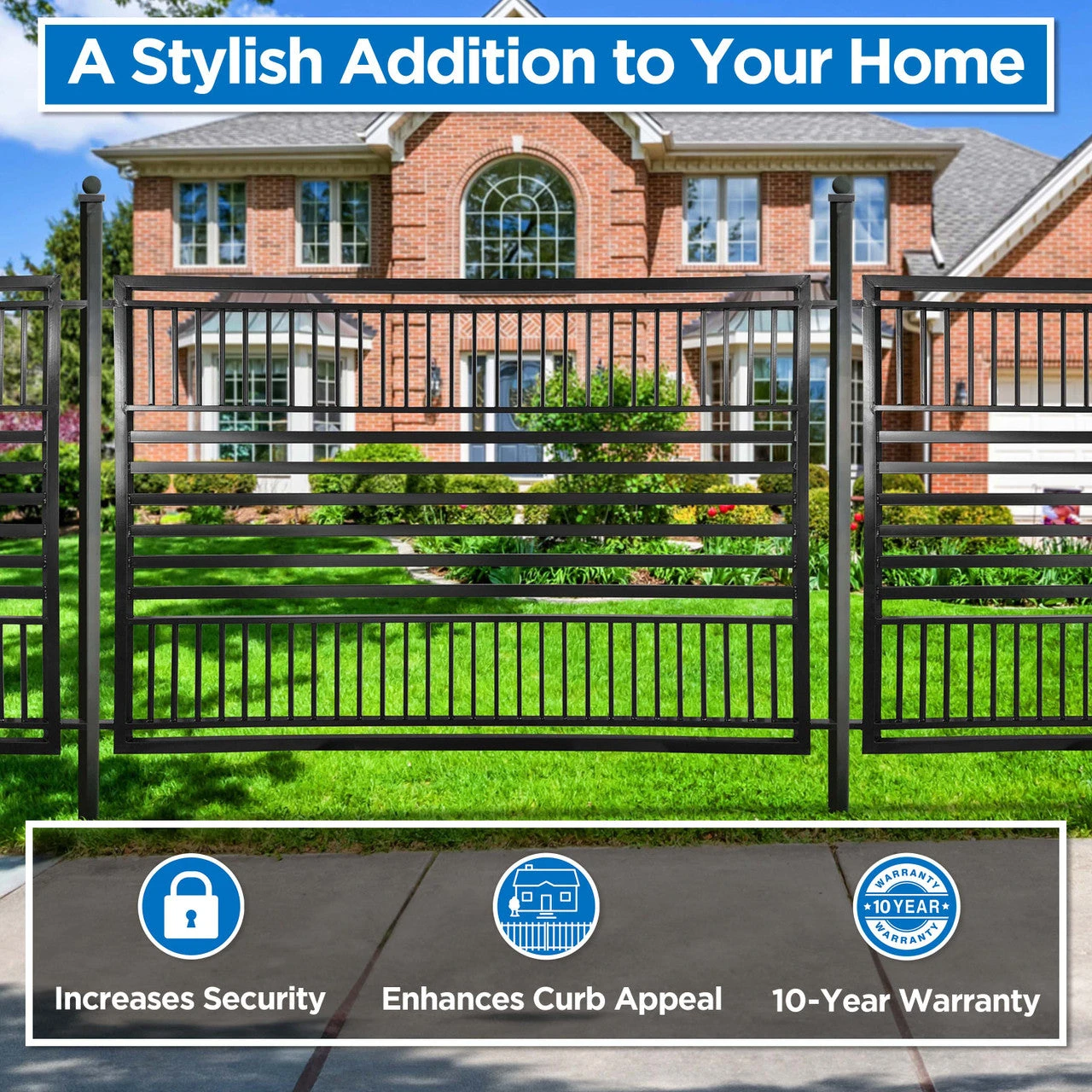 Aleko Steel Fence – Barcelona Style – 8x5 Ft. FENCEBARC-AP 6 Aleko Steel Fence – Barcelona Style – 8x5 Ft. FENCEBARC-AP - Image 4