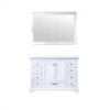 Lexora Dukes 48" White Single Vanity, White Carrara Marble Top, White Square Sink And 46" Mirror -Home And Outdoor LD342248SADSM46 4 1