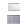 Lexora Dukes 48" Dark Grey Single Vanity, White Carrara Marble Top, White Square Sink And 46" Mirror