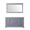 Lexora Dukes 60" Dark Grey Double Vanity, White Carrara Marble Top, White Square Sinks And 58" Mirror 2 Lexora Dukes 60" Dark Grey Double Vanity, White Carrara Marble Top, White Square Sinks And 58" Mirror -Home And Outdoor LD342260DBDSM58 5