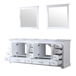 Lexora Dukes 84" White Double Vanity, White Carrara Marble Top, White Square Sinks And 34" Mirrors 24 Lexora Dukes 84" White Double Vanity, White Carrara Marble Top, White Square Sinks And 34" Mirrors -Home And Outdoor LD342284DADSM34 10