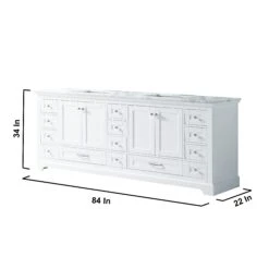 Lexora Dukes 84" White Double Vanity, White Carrara Marble Top, White Square Sinks And 34" Mirrors 26 Lexora Dukes 84" White Double Vanity, White Carrara Marble Top, White Square Sinks And 34" Mirrors -Home And Outdoor LD342284DADSM34 12