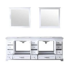 Lexora Dukes 84" White Double Vanity, White Carrara Marble Top, White Square Sinks And 34" Mirrors 20 Lexora Dukes 84" White Double Vanity, White Carrara Marble Top, White Square Sinks And 34" Mirrors -Home And Outdoor LD342284DADSM34 6