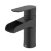 Lexora Cascata Nera Stainless Steel Single Hole Bathroom Faucet, Matte Black Finish -Home And Outdoor LFS5162MB