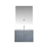 Lexora Geneva 30" Dark Grey Single Vanity, White Carrara Marble Top, White Square Sink And 30" LED Mirror W/ Faucet