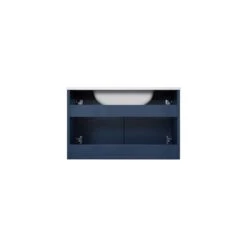 Lexora Geneva 30" Navy Blue Single Vanity, White Carrara Marble Top, White Square Sink And 30" LED Mirror W/ Faucet -Home And Outdoor LG192230DEDSLM30F 11