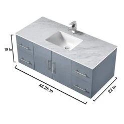 Lexora Geneva 48" Dark Grey Single Vanity, White Carrara Marble Top, White Square Sink And 48" LED Mirror W/ Faucet 26 Lexora Geneva 48" Dark Grey Single Vanity, White Carrara Marble Top, White Square Sink And 48" LED Mirror W/ Faucet -Home And Outdoor LG192248DBDSLM48F 12