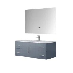 Lexora Geneva 48" Dark Grey Single Vanity, White Carrara Marble Top, White Square Sink And 48" LED Mirror W/ Faucet 20 Lexora Geneva 48" Dark Grey Single Vanity, White Carrara Marble Top, White Square Sink And 48" LED Mirror W/ Faucet -Home And Outdoor LG192248DBDSLM48F 6