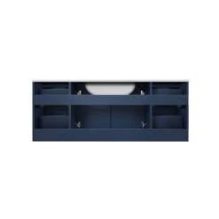 Lexora Geneva 48" Navy Blue Single Vanity, White Carrara Marble Top, White Square Sink And 48" LED Mirror W/ Faucet -Home And Outdoor LG192248DEDSLM48F 11