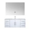 Lexora Geneva 48" Glossy White Single Vanity, White Carrara Marble Top, White Square Sink And 48" LED Mirror W/ Faucet 1 Lexora Geneva 48" Glossy White Single Vanity, White Carrara Marble Top, White Square Sink And 48" LED Mirror W/ Faucet -Home And Outdoor LG192248DMDSLM48F 3