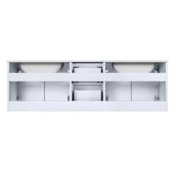 Lexora Geneva 60" Glossy White Double Vanity, White Carrara Marble Top, White Square Sinks And 60" LED Mirror W/ Faucets -Home And Outdoor LG192260DMDSLM60F 11