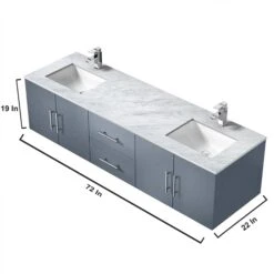 Lexora Geneva 72" Dark Grey Double Vanity, White Carrara Marble Top, White Square Sinks And 30" LED Mirrors W/ Faucets 28 Lexora Geneva 72" Dark Grey Double Vanity, White Carrara Marble Top, White Square Sinks And 30" LED Mirrors W/ Faucets -Home And Outdoor LG192272DBDSLM30F 12