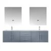 Lexora Geneva 72" Dark Grey Double Vanity, White Carrara Marble Top, White Square Sinks And 30" LED Mirrors W/ Faucets -Home And Outdoor LG192272DBDSLM30F 3