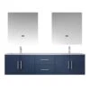 Lexora Geneva 72" Navy Blue Double Vanity, White Carrara Marble Top, White Square Sinks And 30" LED Mirrors W/ Faucets 1 Lexora Geneva 72" Navy Blue Double Vanity, White Carrara Marble Top, White Square Sinks And 30" LED Mirrors W/ Faucets -Home And Outdoor LG192272DEDSLM30F 3
