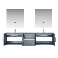 Lexora Geneva 80" Dark Grey Double Vanity, White Carrara Marble Top, White Square Sinks And 30" LED Mirrors W/ Faucets 18 Lexora Geneva 80" Dark Grey Double Vanity, White Carrara Marble Top, White Square Sinks And 30" LED Mirrors W/ Faucets -Home And Outdoor LG192280DBDSLM30F 4