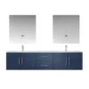 Lexora Geneva 80" Navy Blue Double Vanity, White Carrara Marble Top, White Square Sinks And 30" LED Mirrors W/ Faucets -Home And Outdoor LG192280DEDSLM30F 3