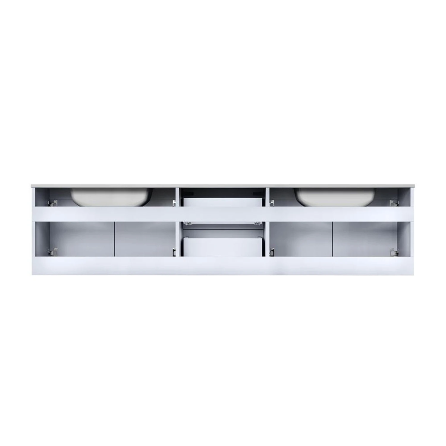 Lexora Geneva 80" Glossy White Double Vanity, White Carrara Marble Top, White Square Sinks And 30" LED Mirrors W/ Faucets 14 Lexora Geneva 80" Glossy White Double Vanity, White Carrara Marble Top, White Square Sinks And 30" LED Mirrors W/ Faucets - Image 12