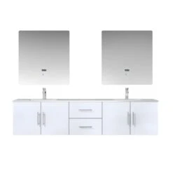 Lexora Geneva 80" Glossy White Double Vanity, White Carrara Marble Top, White Square Sinks And 30" LED Mirrors W/ Faucets 19 Lexora Geneva 80" Glossy White Double Vanity, White Carrara Marble Top, White Square Sinks And 30" LED Mirrors W/ Faucets -Home And Outdoor LG192280DMDSLM30F 3 561b7325 3db4 4bca 86b1 6e8859aee021