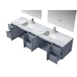 Lexora Geneva 84" Dark Grey Double Vanity, White Carrara Marble Top, White Square Sinks And 36" LED Mirrors W/ Faucets 24 Lexora Geneva 84" Dark Grey Double Vanity, White Carrara Marble Top, White Square Sinks And 36" LED Mirrors W/ Faucets -Home And Outdoor LG192284DBDSLM36F 10