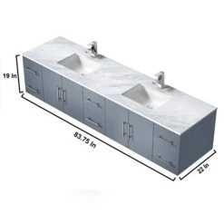 Lexora Geneva 84" Dark Grey Double Vanity, White Carrara Marble Top, White Square Sinks And 36" LED Mirrors W/ Faucets 26 Lexora Geneva 84" Dark Grey Double Vanity, White Carrara Marble Top, White Square Sinks And 36" LED Mirrors W/ Faucets -Home And Outdoor LG192284DBDSLM36F 12
