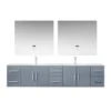 Lexora Geneva 84" Dark Grey Double Vanity, White Carrara Marble Top, White Square Sinks And 36" LED Mirrors W/ Faucets 1 Lexora Geneva 84" Dark Grey Double Vanity, White Carrara Marble Top, White Square Sinks And 36" LED Mirrors W/ Faucets -Home And Outdoor LG192284DBDSLM36F 3