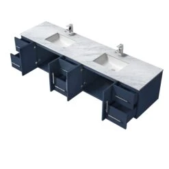 Lexora Geneva 84" Navy Blue Double Vanity, White Carrara Marble Top, White Square Sinks And 36" LED Mirrors W/ Faucets 24 Lexora Geneva 84" Navy Blue Double Vanity, White Carrara Marble Top, White Square Sinks And 36" LED Mirrors W/ Faucets -Home And Outdoor LG192284DEDSLM36F 10