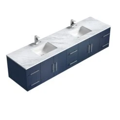 Lexora Geneva 84" Navy Blue Double Vanity, White Carrara Marble Top, White Square Sinks And 36" LED Mirrors W/ Faucets 21 Lexora Geneva 84" Navy Blue Double Vanity, White Carrara Marble Top, White Square Sinks And 36" LED Mirrors W/ Faucets -Home And Outdoor LG192284DEDSLM36F 7