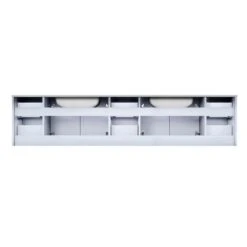 Lexora Geneva 84" Glossy White Double Vanity, White Carrara Marble Top, White Square Sinks And 36" LED Mirrors W/ Faucets -Home And Outdoor LG192284DMDSLM36F 11