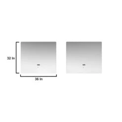 Lexora Geneva 84" Glossy White Double Vanity, White Carrara Marble Top, White Square Sinks And 36" LED Mirrors W/ Faucets -Home And Outdoor LG192284DMDSLM36F 13