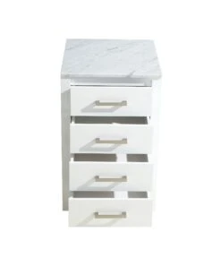 Lexora Jacques 20" White Side Cabinet, White Carrara Marble Top 8 Lexora Jacques 20" White Side Cabinet, White Carrara Marble Top -Home And Outdoor LJ322220ADSSCB 1
